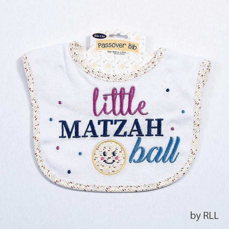Rite Lite Adorable Little Matzah Ball Embroidered Bib - Stylish & Cute Passover Bib Pesach Seder Jewish Holiday Party Apparel Accessories Party Favors Judaism Baby Gifts for Newborns - Image 2