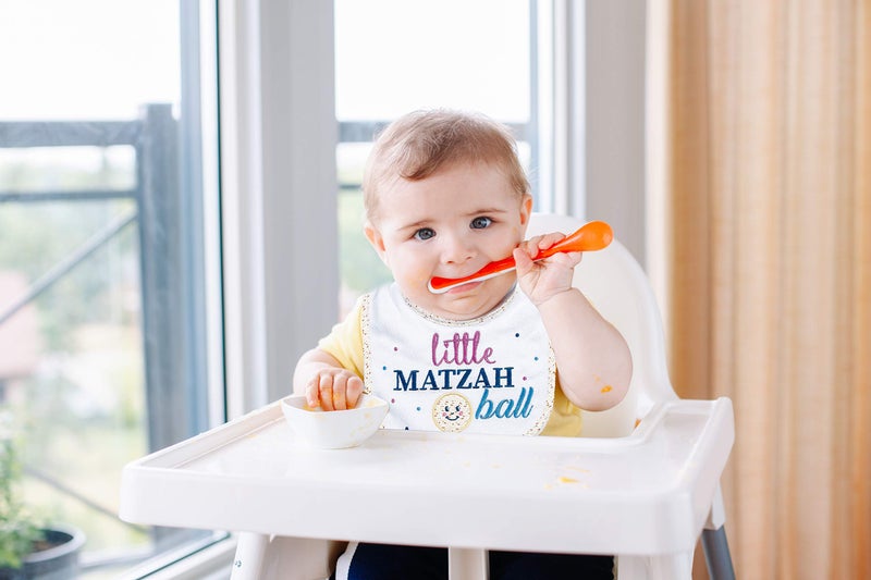 Rite Lite Adorable Little Matzah Ball Embroidered Bib - Stylish & Cute Passover Bib Pesach Seder Jewish Holiday Party Apparel Accessories Party Favors Judaism Baby Gifts for Newborns - Image 3