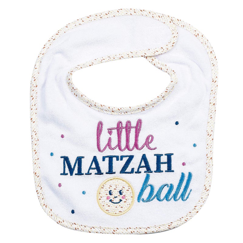 Rite Lite Adorable Little Matzah Ball Embroidered Bib - Stylish & Cute Passover Bib Pesach Seder Jewish Holiday Party Apparel Accessories Party Favors Judaism Baby Gifts for Newborns - Image 1