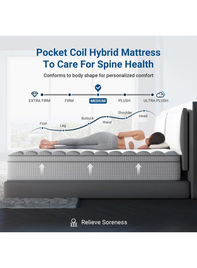 Avenco King Size Mattress 12 Inch in a Box, Medium Plush King Mattresses with Pocket Spring Smarts Coil Hybrid Colchones for Pressure Relief, CertiPUR-US Certified - Image 2