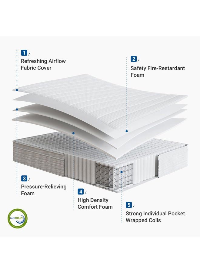 Avenco King Size Mattress 12 Inch in a Box, Medium Plush King Mattresses with Pocket Spring Smarts Coil Hybrid Colchones for Pressure Relief, CertiPUR-US Certified - Image 4