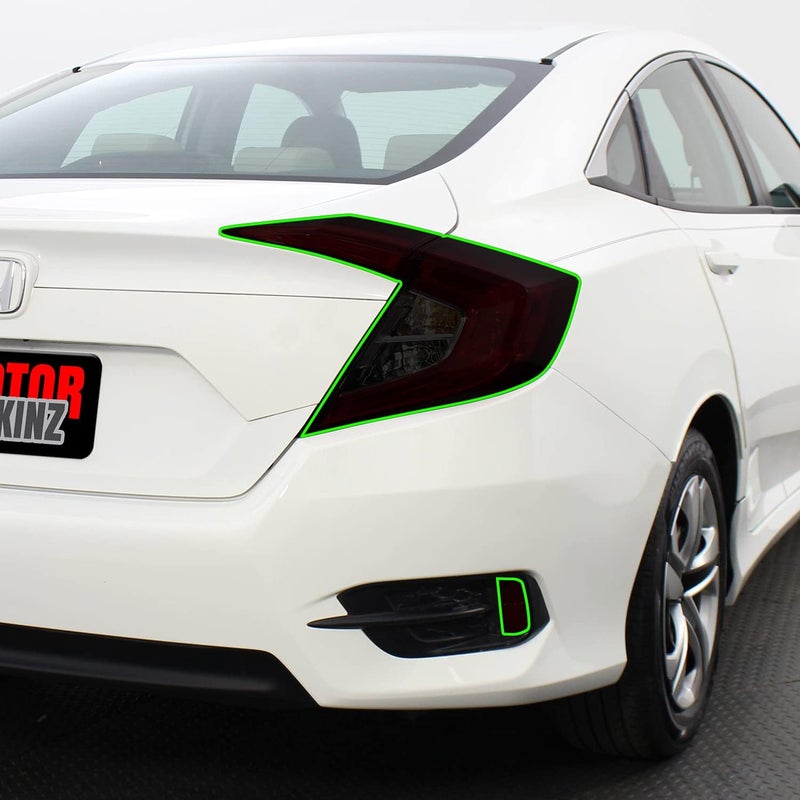 SlickMod PreCut Vinyl Smoke Tint for 2016-2021 Honda Civic Sedan Tail Light and Reflector - 20% Dark Smoke - Image 2