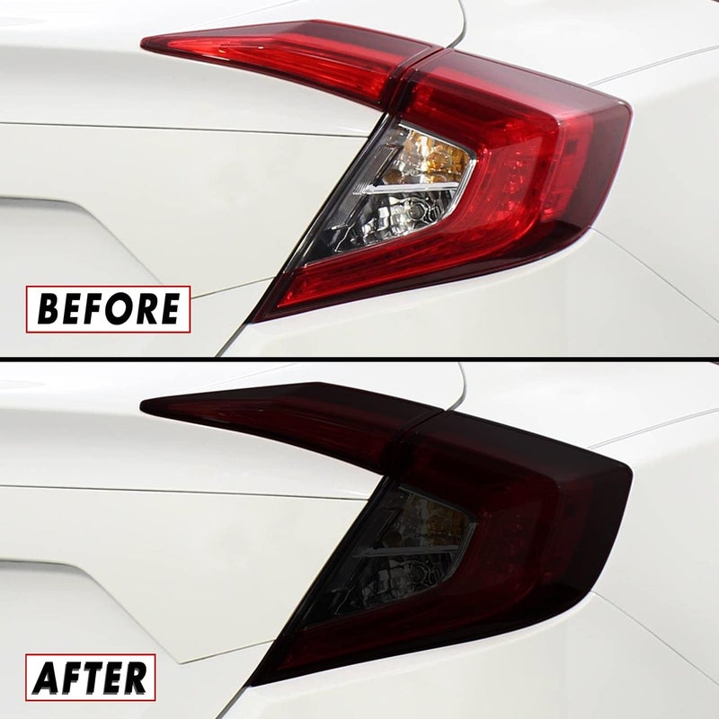 SlickMod PreCut Vinyl Smoke Tint for 2016-2021 Honda Civic Sedan Tail Light and Reflector - 20% Dark Smoke - Image 1