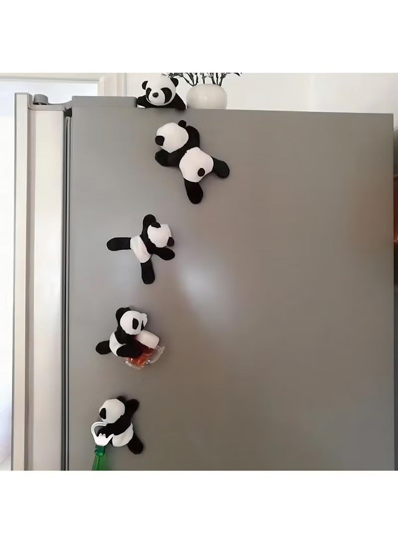 5 Pieces Plush Panda Fridge Magnet, 3D Refrigerator Magnet Creative Cartoon, Home Decor  - Image 1