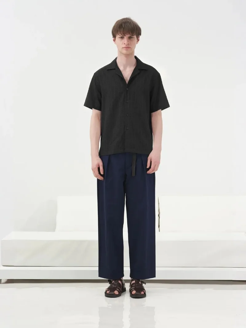 Giesto Black GIESTO Short Sleeve Textured Cotton Shirt for Men | Best Price UAE