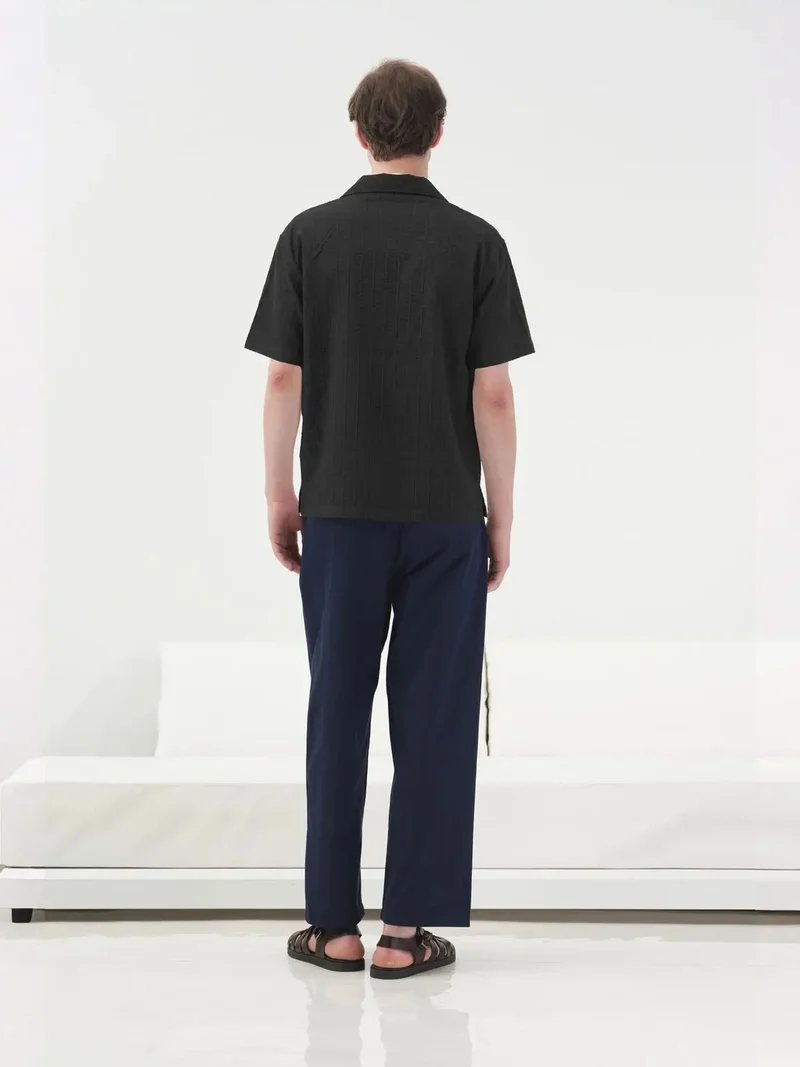 Giesto GIESTO Short Sleeve Textured Cotton Shirt