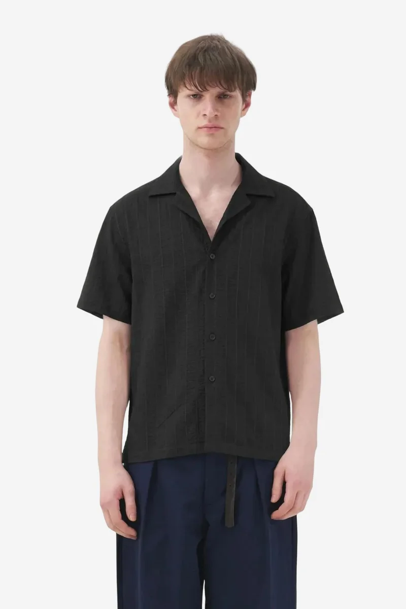 GIESTO Short Sleeve Textured Cotton Shirt