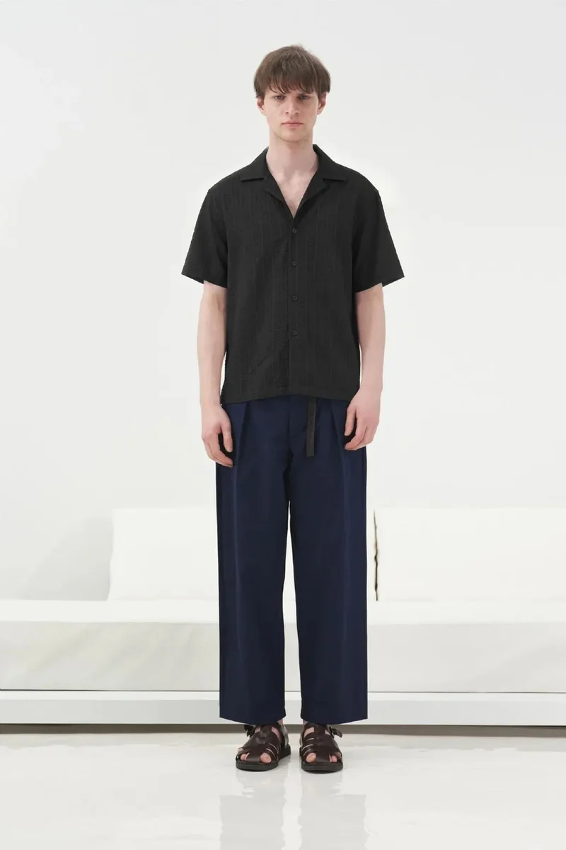 Giesto Black GIESTO Short Sleeve Textured Cotton Shirt for Men | Best Price UAE