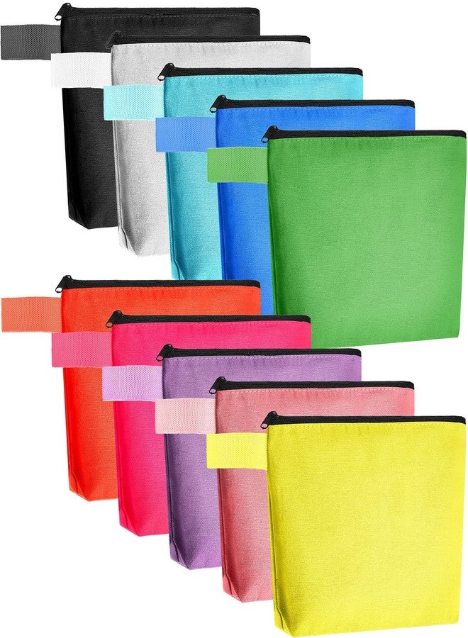Saintrygo 10 Pieces Canvas Makeup Bags Bulk for Women Travel Cosmetic Organizer Plain Storage Pouch Multi-Purpose Blank Travel Toiletry DIY Craft Bags with Zipper(Pastel,9.8 x 5 x 2 Inch) - Image 1