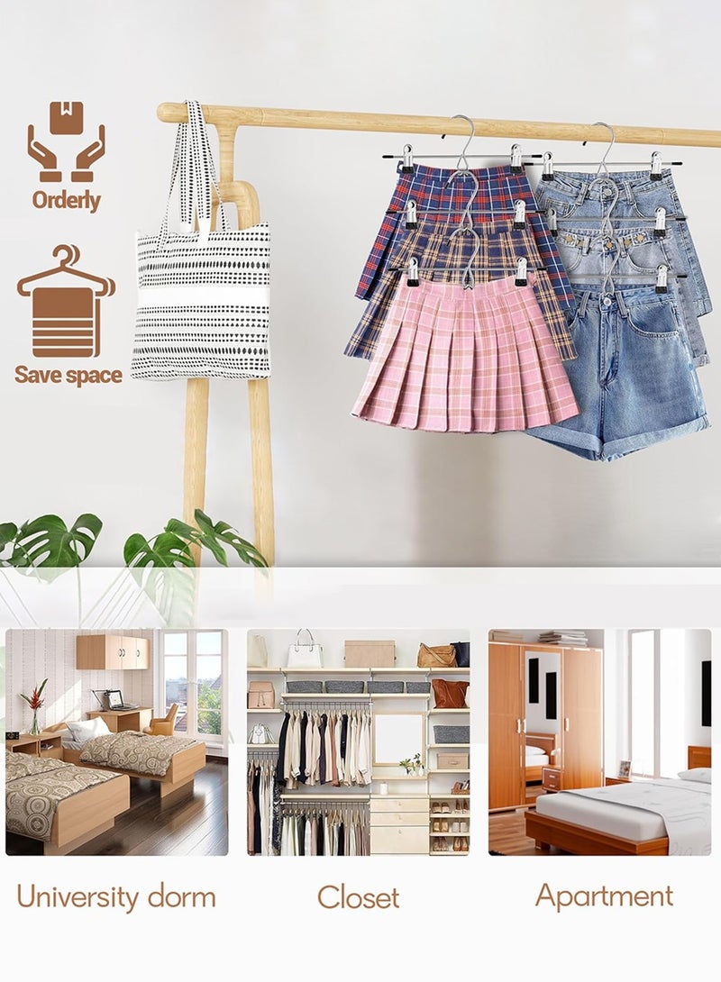 LENND Hangers,Pants Hangers Space Saving Hangers with Clips,Stackable Skirt Hangers,Hanging Closet Organizer and Storage -Clothes Hangers- 8 Pack - Image 3