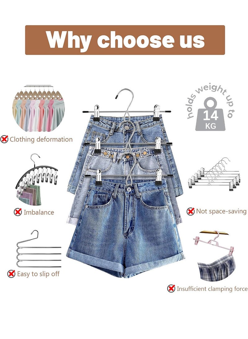 LENND Hangers,Pants Hangers Space Saving Hangers with Clips,Stackable Skirt Hangers,Hanging Closet Organizer and Storage -Clothes Hangers- 8 Pack - Image 4