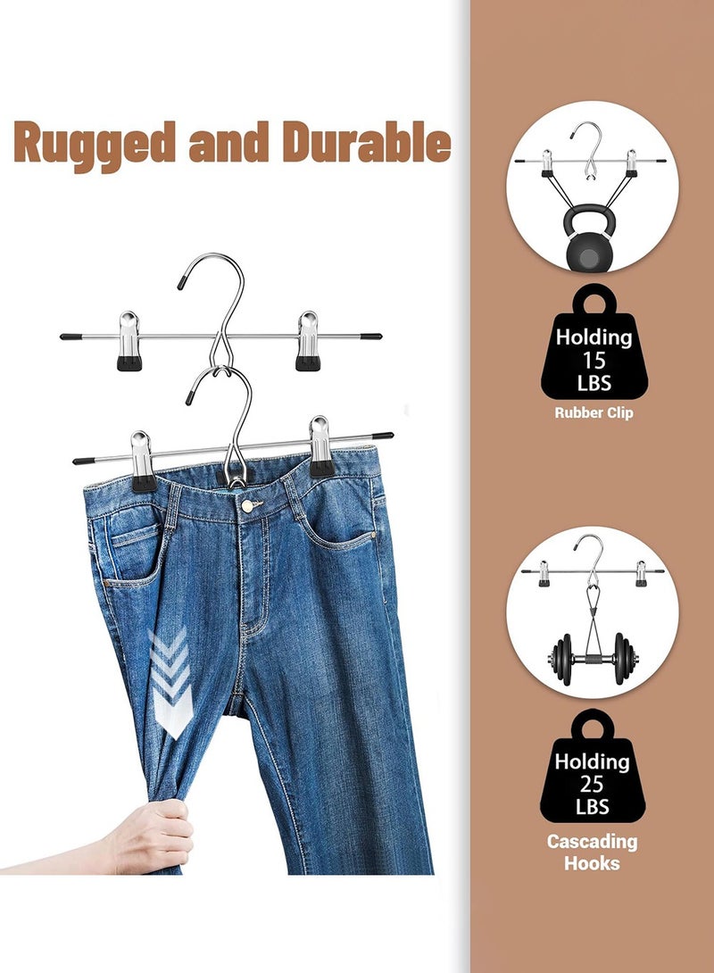 LENND Hangers,Pants Hangers Space Saving Hangers with Clips,Stackable Skirt Hangers,Hanging Closet Organizer and Storage -Clothes Hangers- 8 Pack - Image 5