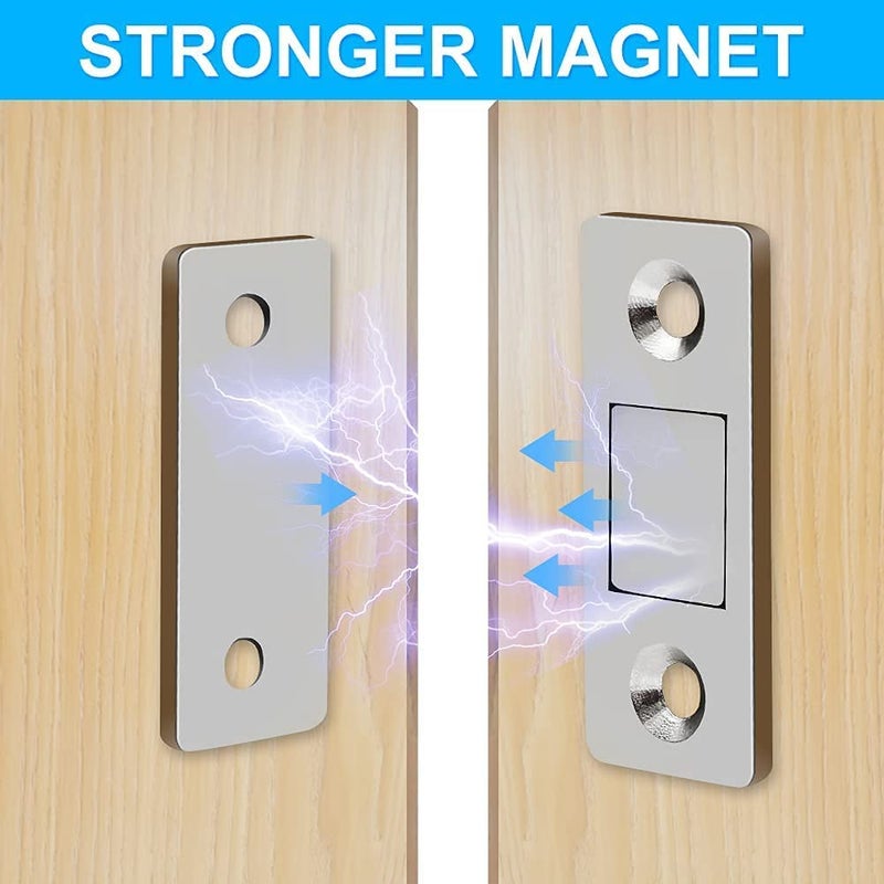TAPUJI TAPUJI Magnetic Door Catch 2 Pack Ultra Thin Cabinet Magnetic Catch with Strong Adhesive Sticker Screws Slim Drawer Magnets Locks Furniture Safety Latches for Kitchen Cupboard  - Image 4