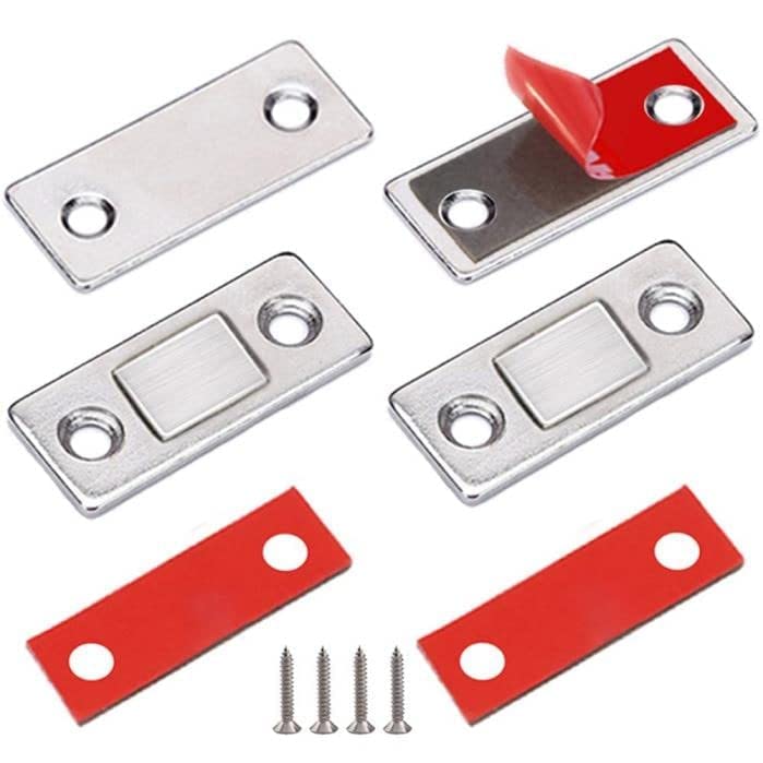 TAPUJI TAPUJI Magnetic Door Catch 2 Pack Ultra Thin Cabinet Magnetic Catch with Strong Adhesive Sticker Screws Slim Drawer Magnets Locks Furniture Safety Latches for Kitchen Cupboard  - Image 1
