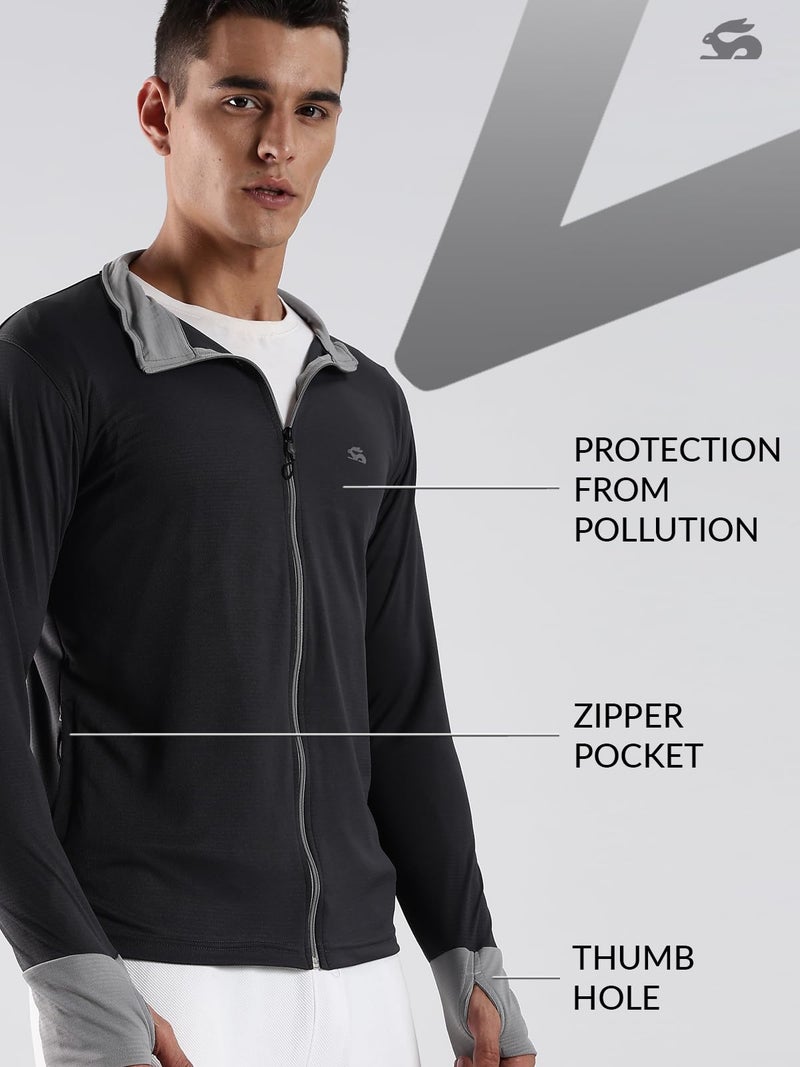 ADRO Sunscreen Jacket for Men UV Sun Advanced Protection Running Jackets For Men Biker Jackets with Zipper Sports jacket for men | SSJ-PLN-DG-M - Image 3