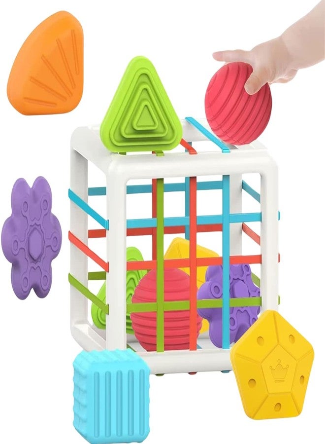 BIG FOLK BIGFOLK® Montessori Shape Sorter Sensory Toy for Toddlers (1–3 Years) | 6 Colorful Blocks & Elastic Band Activity Cube | BPA-Free Early Learning Toy for Kids | Ideal Gift for Boys & Girls - Image 1