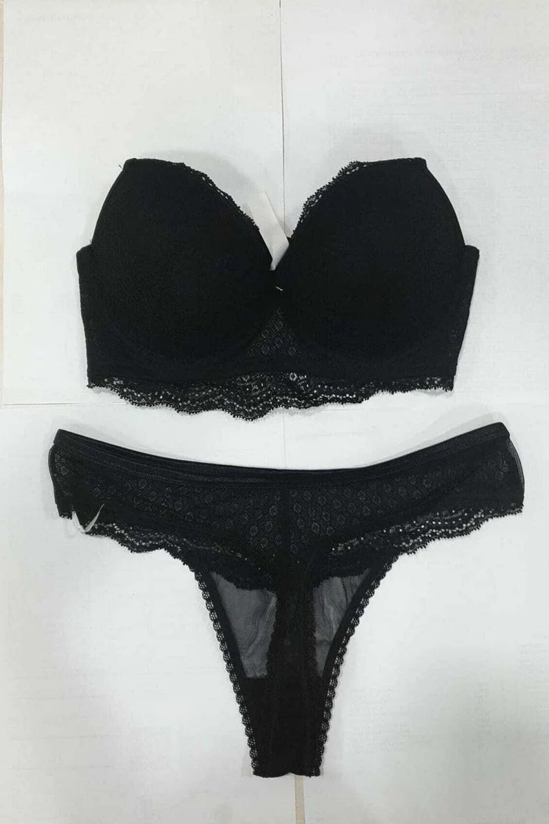 Orkide Denny Supported Bra and Panties Set-Black