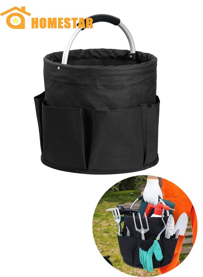 HOMESTAR Tool Storage Bag, Foldable Tool Bag, Outdoor Camping Garden Harvest Basket, Household Bathroom Storage, Bath Toilet Bag Laundry Storage Bag, Black - Image 1