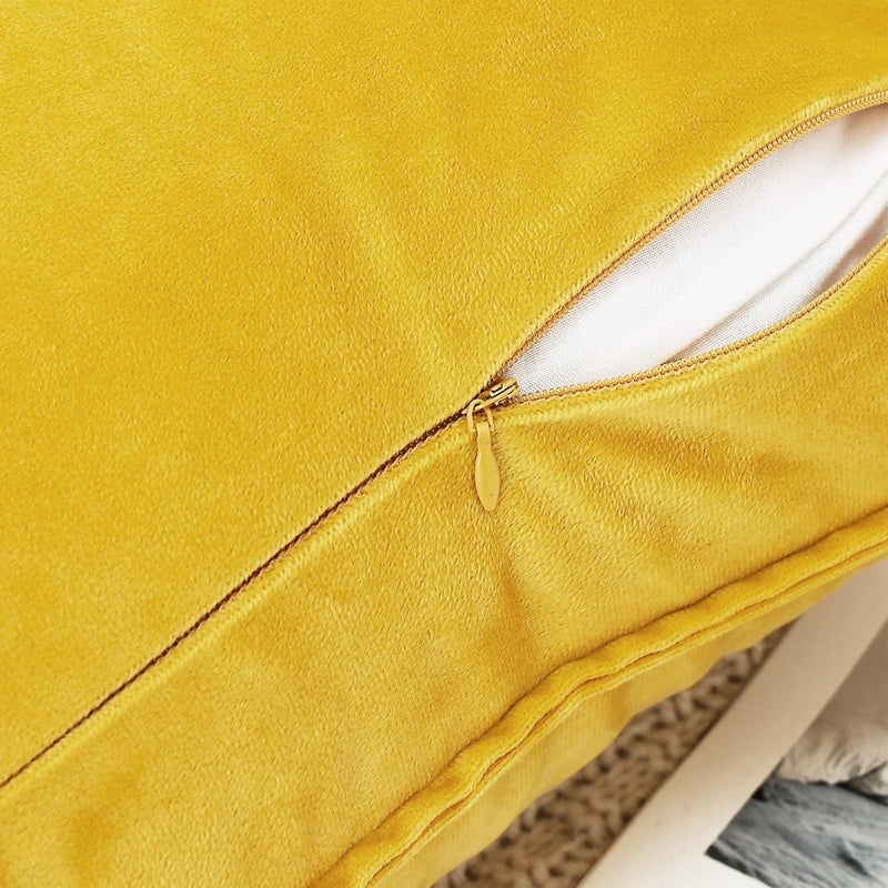 VAKADO Throw Pillow Covers 12x20 Set of 2 Yellow Spring Velvet Decor Decorative Couch Cushion Euro with Fringe Pillowcases Home Bed Decoration for Sofa Bedroom Office Indoor - Image 4