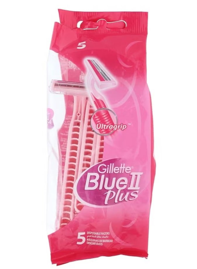 Gillette Blue II Plus Disposable Razor for Women - 5 Pieces pink - Image 1
