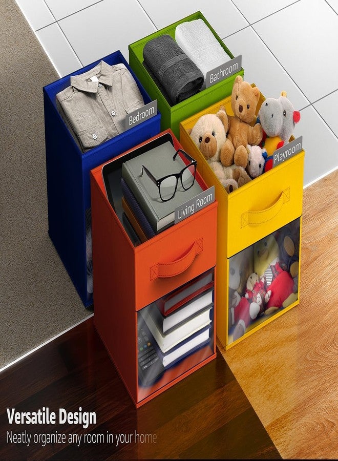Sorbus 13 Inch Storage Bins with Clear Window - 6 Foldable Baskets for Organizing Clothes, Toys, Books - Sturdy Collapsible Fabric Storage Cubes with Handle - Storage Baskets for Shelves, Closets - Image 5