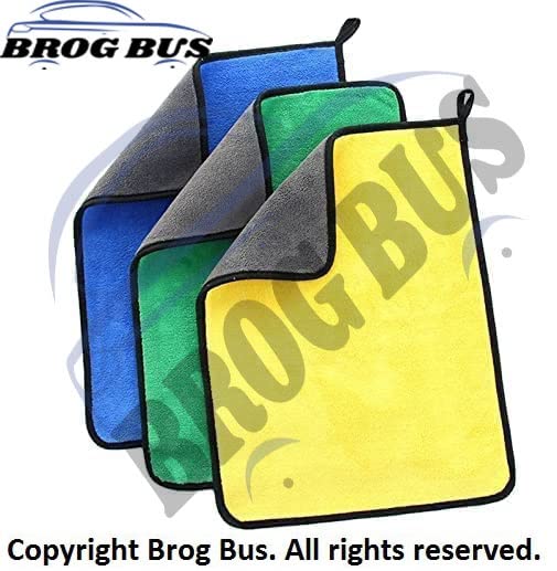 BROGBUS 900GSM Double-Sided Microfiber Hand Towel for Car, Bike, Kitchen, Mirror Glass Cleaning Microfibre Cloth for Drying, Size: 40x40 cm, Pack of 3 - Image 2