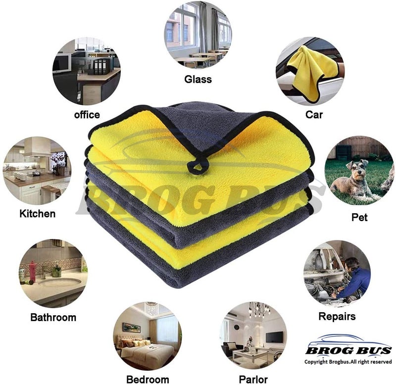 BROGBUS 900GSM Double-Sided Microfiber Hand Towel for Car, Bike, Kitchen, Mirror Glass Cleaning Microfibre Cloth for Drying, Size: 40x40 cm, Pack of 3 - Image 3