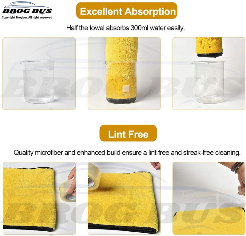 BROGBUS 900GSM Double-Sided Microfiber Hand Towel for Car, Bike, Kitchen, Mirror Glass Cleaning Microfibre Cloth for Drying, Size: 40x40 cm, Pack of 3 - Image 4