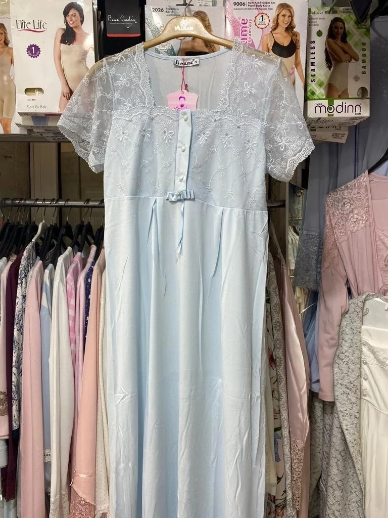 ليميسي 1037 Blue Maternity Maternity Lace Nightgown