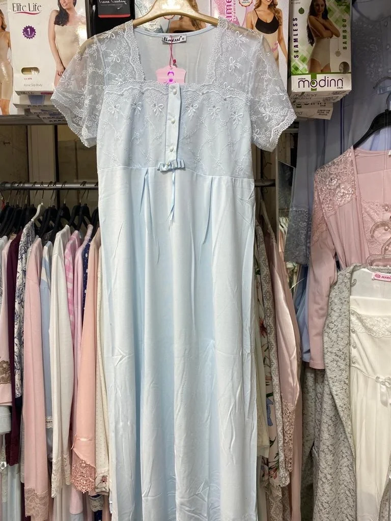 ليميسي 1037 Blue Maternity Maternity Lace Nightgown