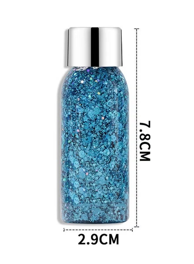 واي جيه جل براق للجسم مكون من قطعتين، مكياج للوجه طويل الأمد مع جليتر وظل عيون طويل الأمد، رقائق براق كبيرة للجسم والوجه والشعر - Image 2