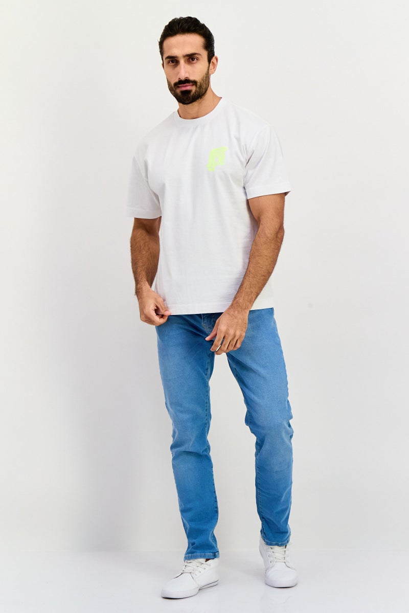 ESPRIT تي شيرت رجالي بأكمام قصيرة وياقة دائرية بشعار العلامة التجارية، أبيض - Image 4