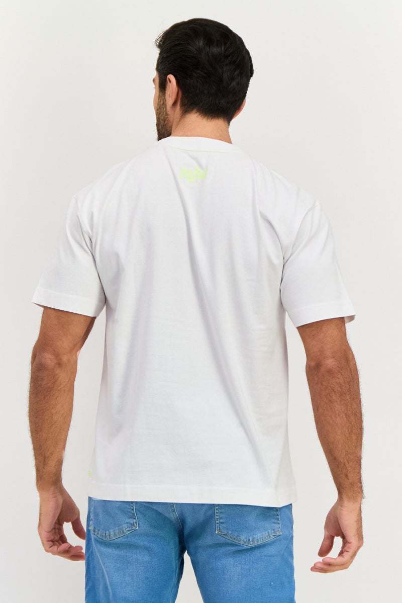 ESPRIT تي شيرت رجالي بأكمام قصيرة وياقة دائرية بشعار العلامة التجارية، أبيض - Image 3