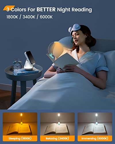 Glocusent Willow Book Light for Reading in Bed, 10LED Bright Reading Light, 3 Colors & 3 Brightness, Rechargeable Book Light Lasts for 80hr, Lightweight Clip on Book Light, Perfect for Book Lovers - Image 3