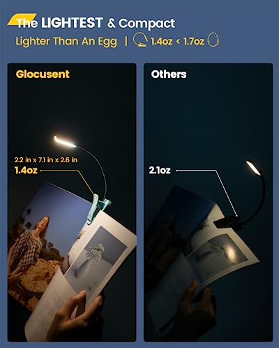 Glocusent Willow Book Light for Reading in Bed, 10LED Bright Reading Light, 3 Colors & 3 Brightness, Rechargeable Book Light Lasts for 80hr, Lightweight Clip on Book Light, Perfect for Book Lovers - Image 5