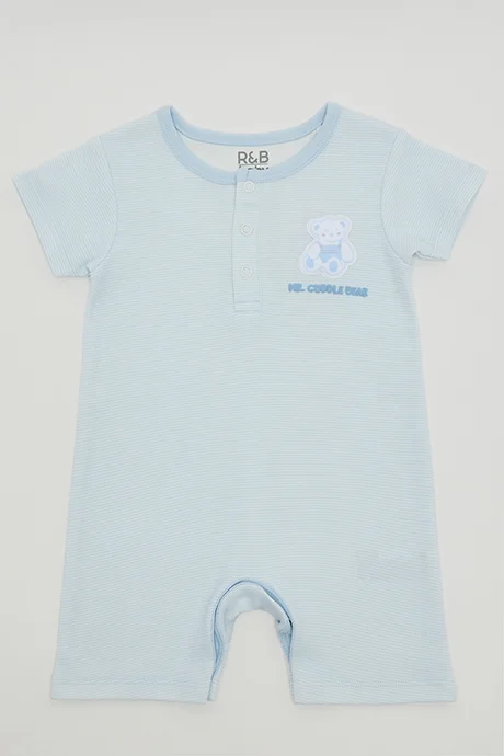 R&B 3 Pack Printed Rompers with Short Sleeves
