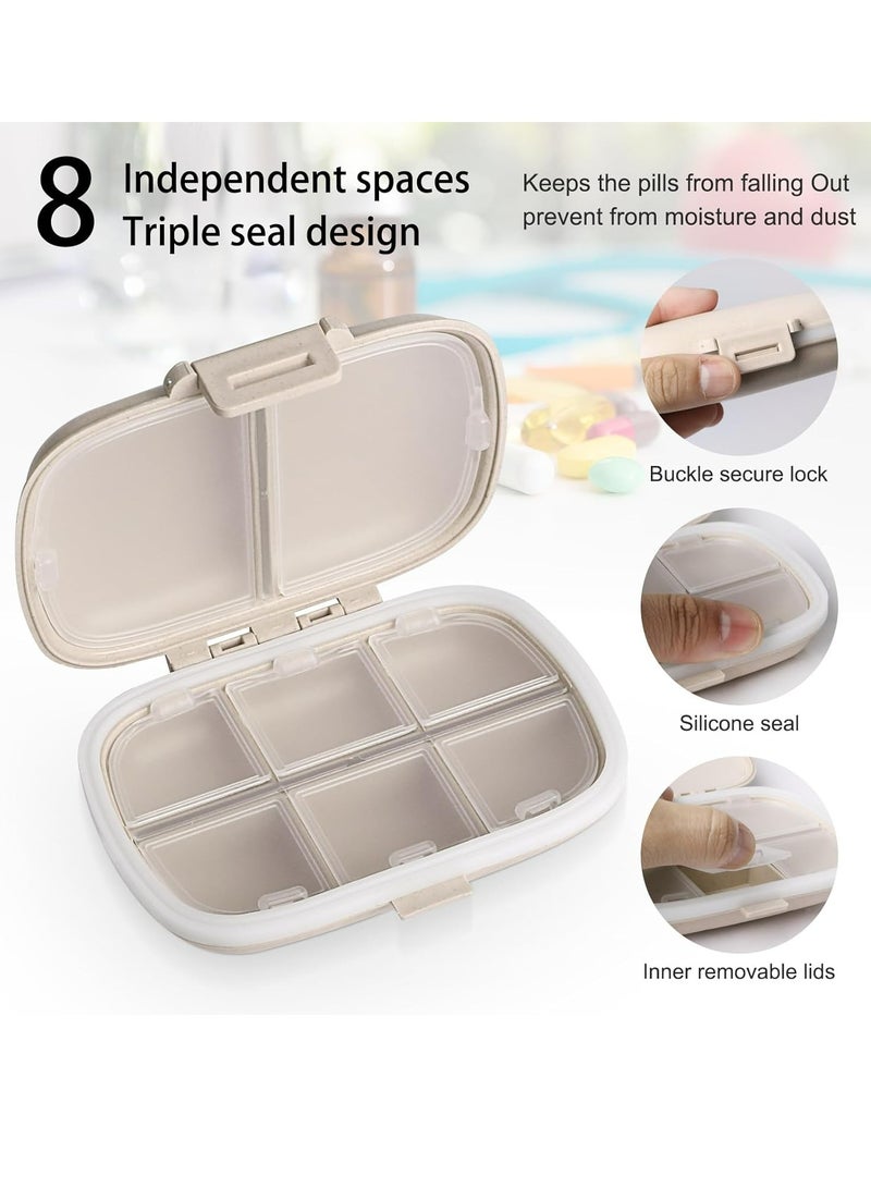Oasisgalore Portable Travel Daily Pill Organizer, 8 Compartments Moisture Proof Small Pill Box for Pocket Purse Daily Pill Case  - Image 2