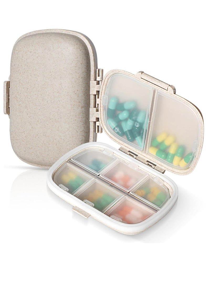 Oasisgalore Portable Travel Daily Pill Organizer, 8 Compartments Moisture Proof Small Pill Box for Pocket Purse Daily Pill Case  - Image 1