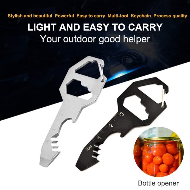 SALEMAR 2PCS Keychain Bottle Opener Multi Tool, 100% Stainless Steel EDC Gadget, 6 Tools in 1 [Bottle Opener, Wrench, Screw Driver, Metric Ruler,Cord Cutter] Universal Everyday Carry Pocket and Backpack Tool - Image 2