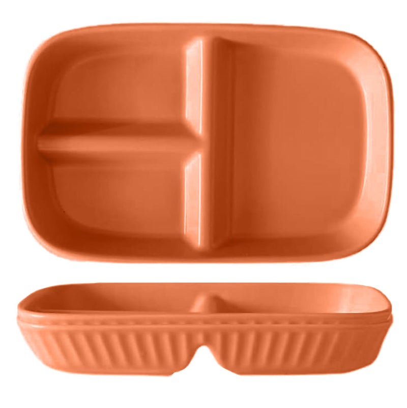 Oicia Divided Plates Set Portion Control Plate Reusable Bariatric Plate for Kids Adults 3 Compartment Plates Dinner Plates for Balanced Meal Microwave Dishwasher Safe Orange Pack of 2 - Image 1
