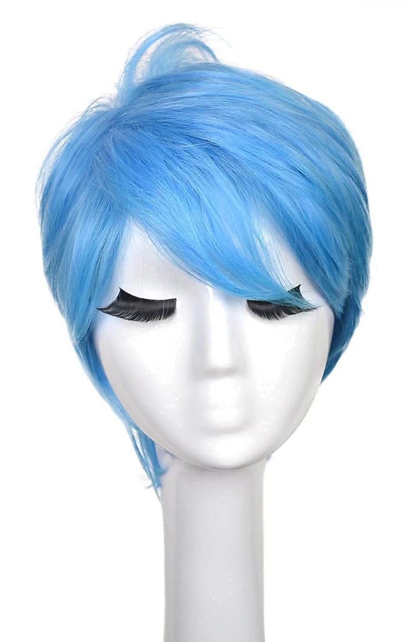 yuehong Adult Blue Short Bangs Wig Fashion Cosplay Costume Wig Party Halloween Hair Wigs