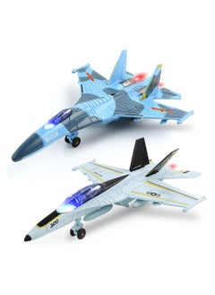 SYOSI 2 Pack Airplane Toy for Boys Diecast Toys Kids SU35 F18 Model Plane Pull Back Jets with Light Sound Gifts Collection Decor  - Image 1