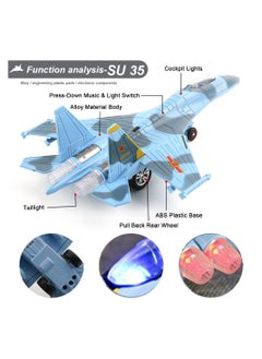 SYOSI 2 Pack Airplane Toy for Boys Diecast Toys Kids SU35 F18 Model Plane Pull Back Jets with Light Sound Gifts Collection Decor  - Image 5