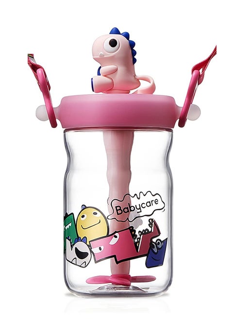 Babycare - T-Rex Toby Sippy Cup, Pink, 500 ml, BPA-Free, Leak-Proof, Non-Toxic, Easy Grip Handle, Safe for Toddlers, Spill-Proof Design, Durable, Portable, Ideal for Baby Feeding