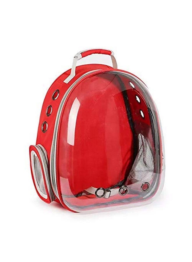 Generic Pet Transparent Cat Carrier Backpack Puppy Kitty Breathable Carriers For Travel Capsule Backpack (Red)  - Image 1