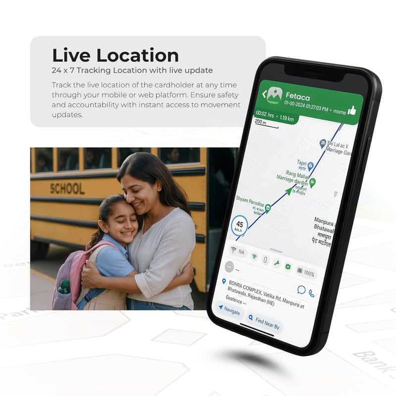 FETACA 4G ID Card GPS Tracker with 2 Way Communication, Panic Button, Alert Notifications & Lifetime Free Tracking Platform | Live Location Tracking Device for Kids Safety with 1 Year Sim Data - Image 4