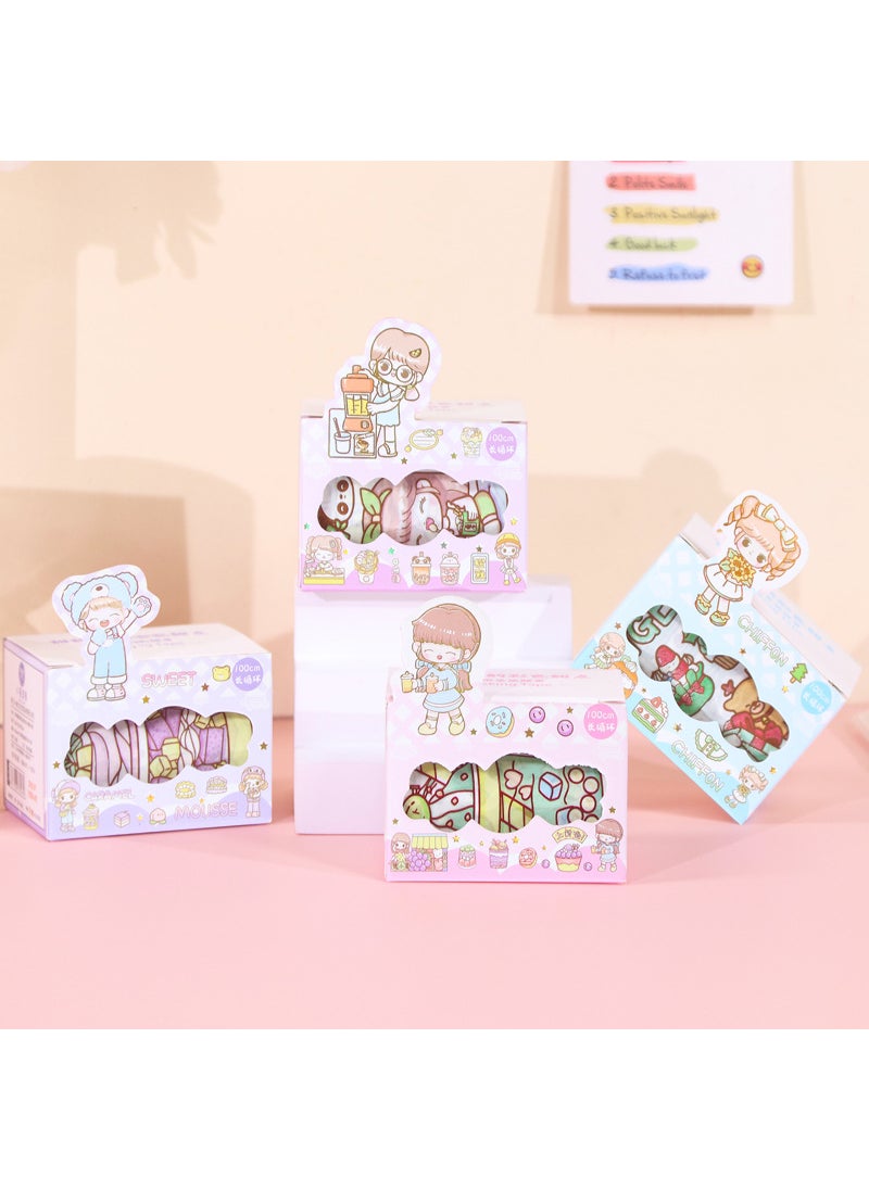 Generic - Cute Cartoon Series Special Oil Hand Tape Stickers Handbook Material Decoration Colorful Paper Tape Full Set "Sweet sauce color dessert series" Single box - Image 1