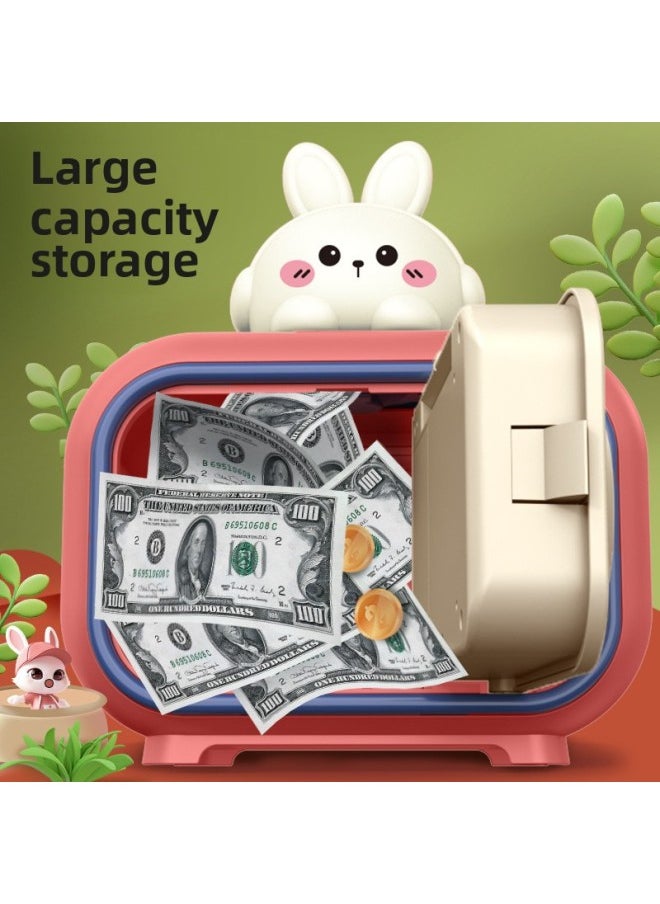 Generic - Cute Pet Simulation Fingerprint Identification Piggy Bank Dual-mode Key Unlock Can Access Piggy Bank Children's Toys-Color:Pink Rabbit Safe [fingerprint + Password] Gift Box + Rechargeable Battery - Image 1