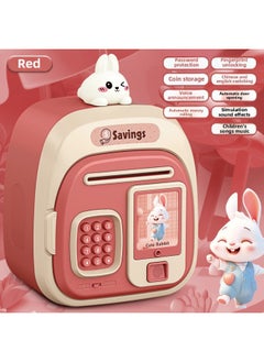 Cute Pet Simulation Fingerprint Identification Piggy Bank Dual-mode Key Unlock Can Access Piggy Bank Children's Toys-Color:Pink Rabbit Safe [fingerprint + Password] Gift Box + Rechargeable Battery