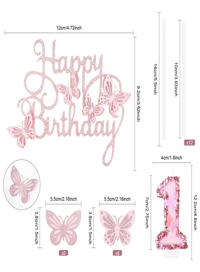 iNINGER Birthday Candles Number 7 Candle,Butterfly 7th Birthday Decorations for Women/Girl,Cupcake Candle for Party,Pink Handmade Sequin Numeral Candle Wedding Cake Topper Anniversary Party Decor - Image 2